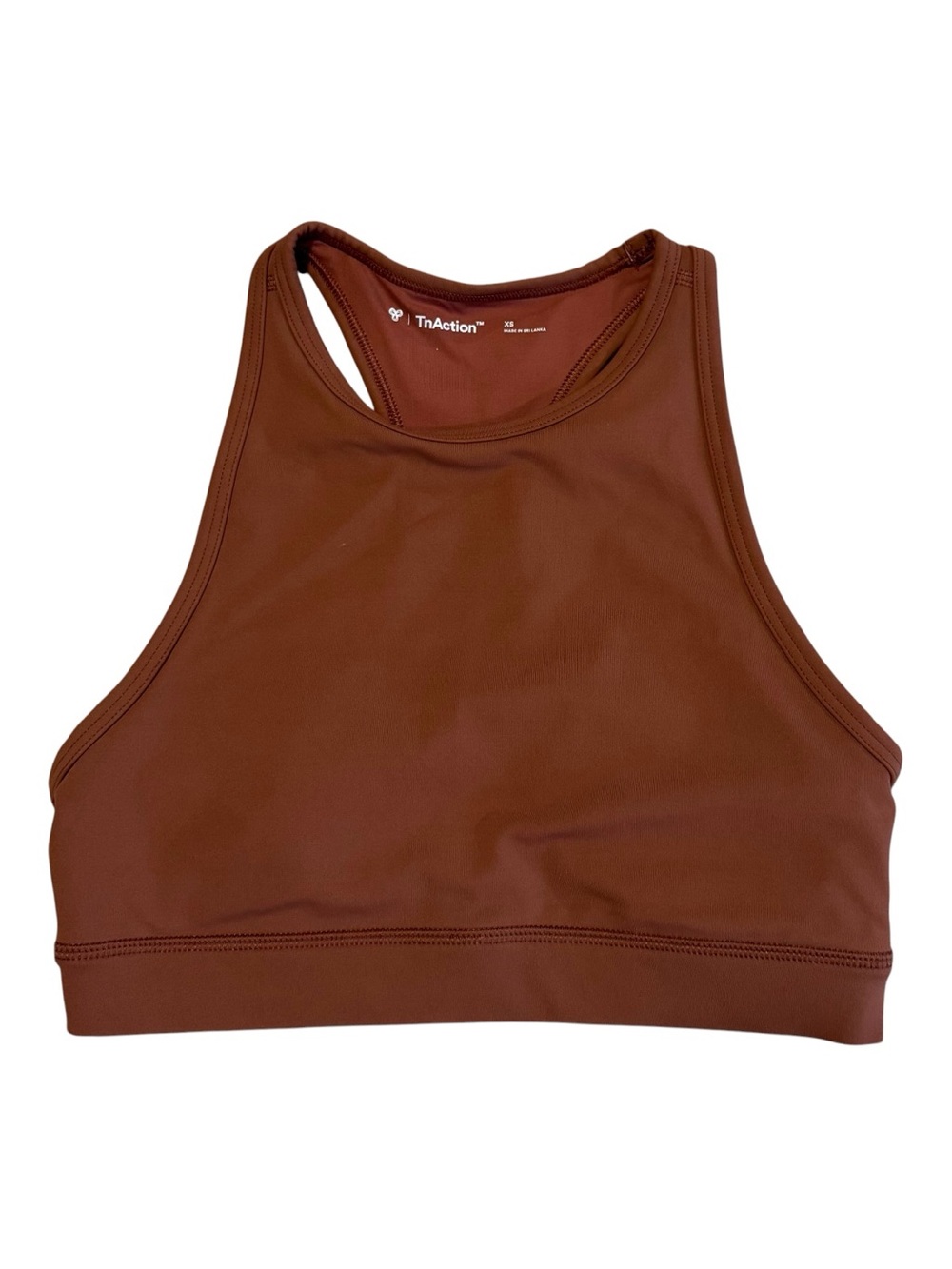 Aritzia TnaAction High Neck Sports Bra in Chocolate Brown